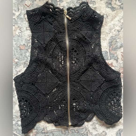 Windsor Black Lace Zip Up Top EUC L - Picture 9 of 9